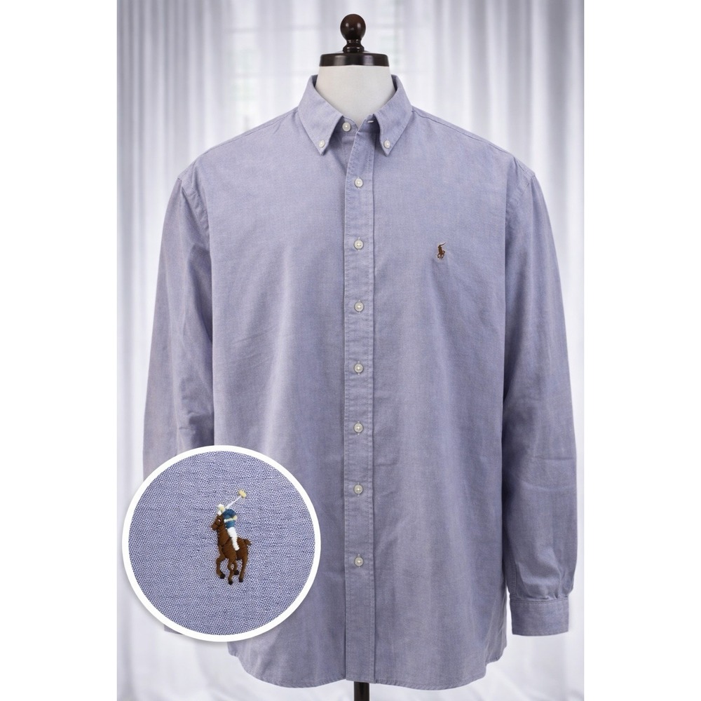 New Polo Ralph Lauren Oxford Button Down Long Sleeve Shirt Purple Pony Men's 4XB
